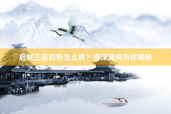 启赋三段奶粉怎么样？资深姆妈为你揭秘