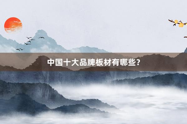 中国十大品牌板材有哪些？